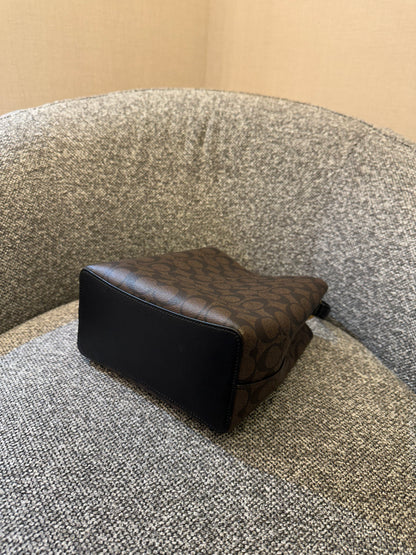 Coach Small Town Bucket Bag In Dark Brown Monogram Signature Canvas