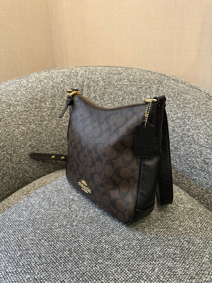 Coach Ellie File Bag In Brown and Black Signature Canvas