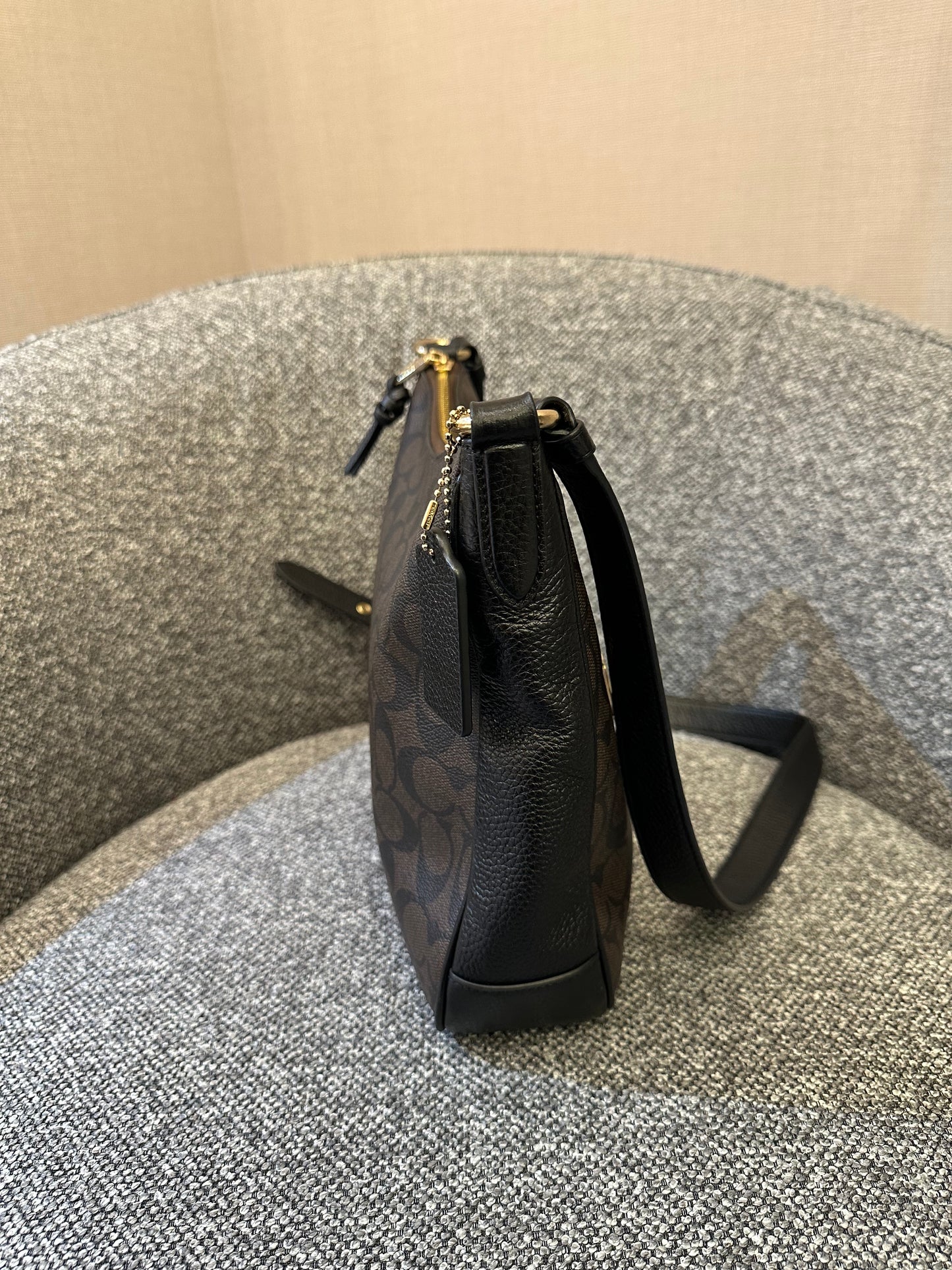 Coach Ellie File Bag In Brown and Black Signature Canvas