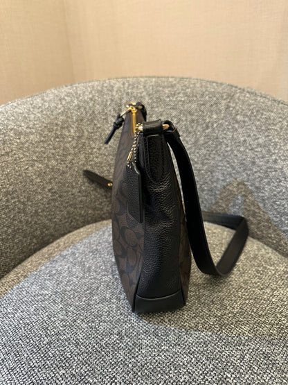 Coach Ellie File Bag In Brown and Black Signature Canvas