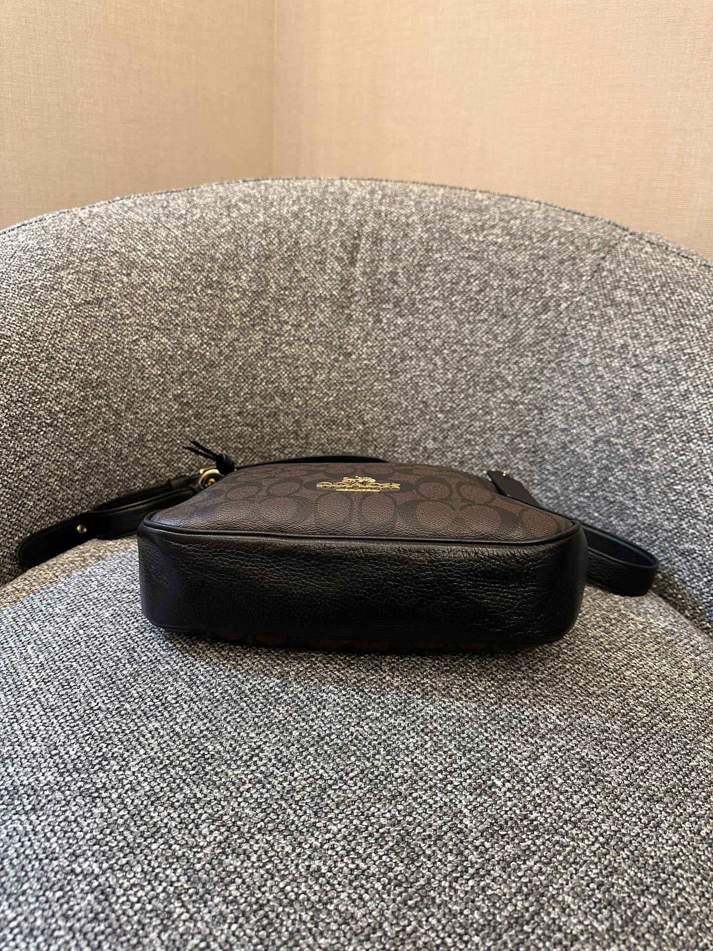 Coach Ellie File Bag In Brown and Black Signature Canvas