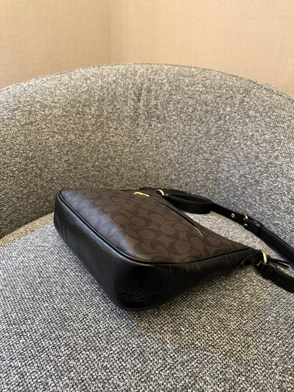 Coach Ellie File Bag In Brown and Black Signature Canvas
