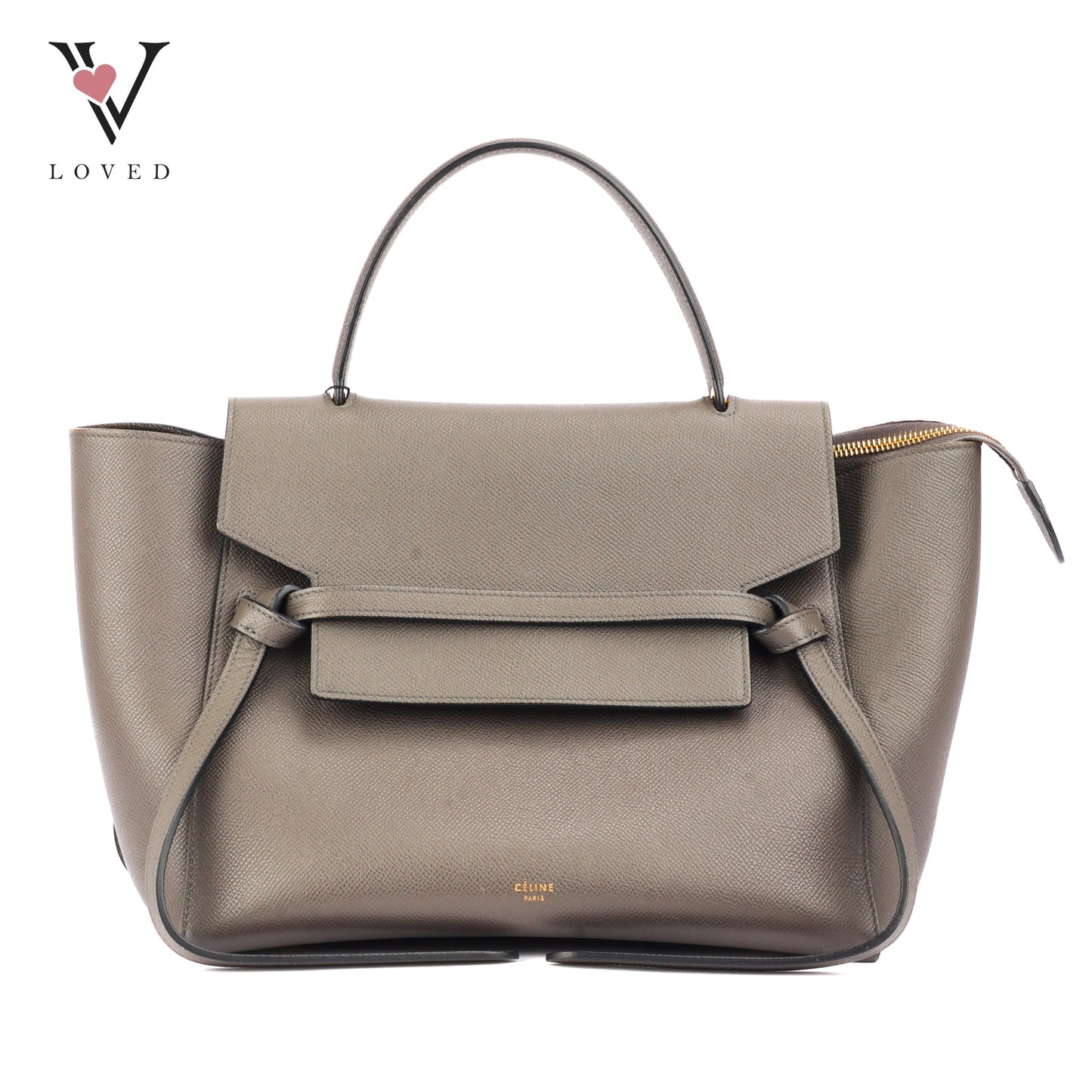 Celine Mini Belt Bag in Grey Grained Calfskin Leather