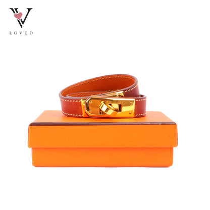 Hermès Kelly Double Tour Bracelet in Brown Leather