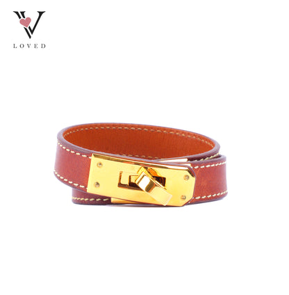 Hermès Kelly Double Tour Bracelet in Brown Leather