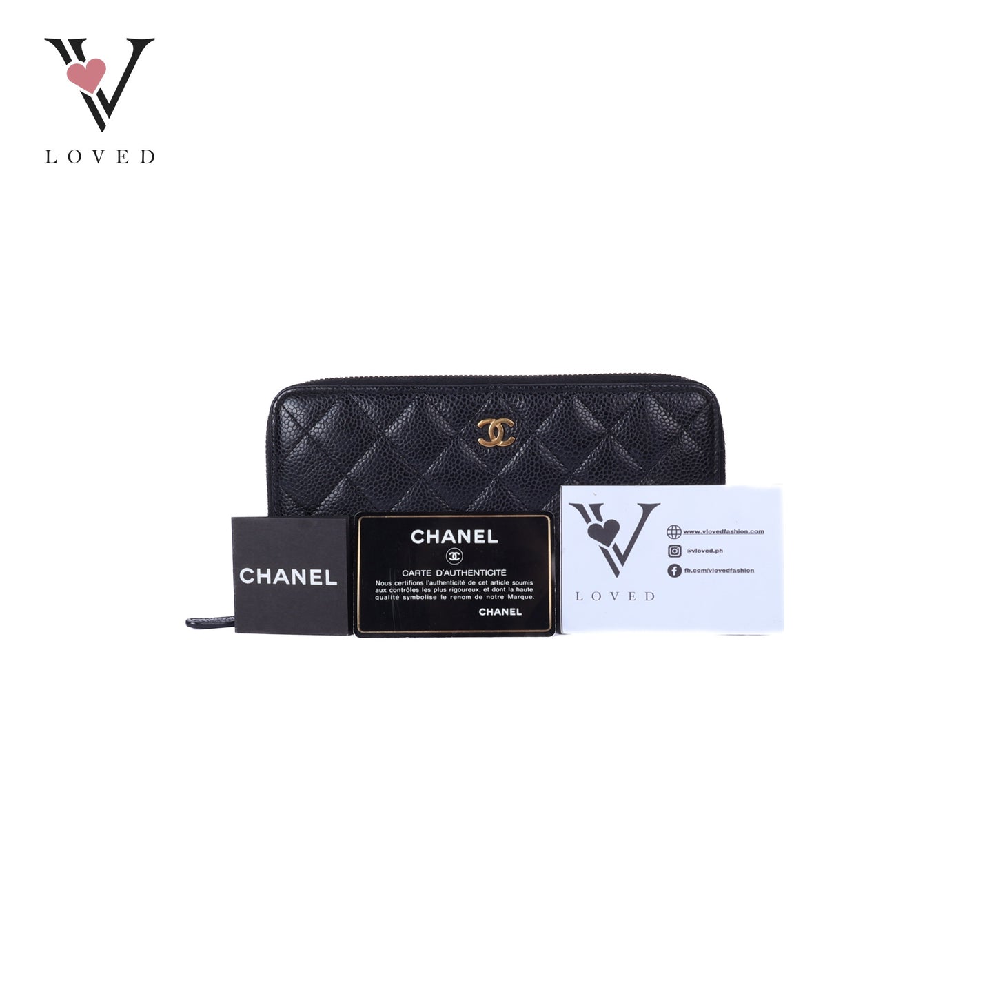 Quilted Caviar Zip Wallet