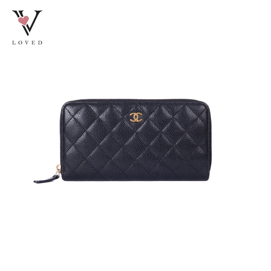 Quilted Caviar Zip Wallet