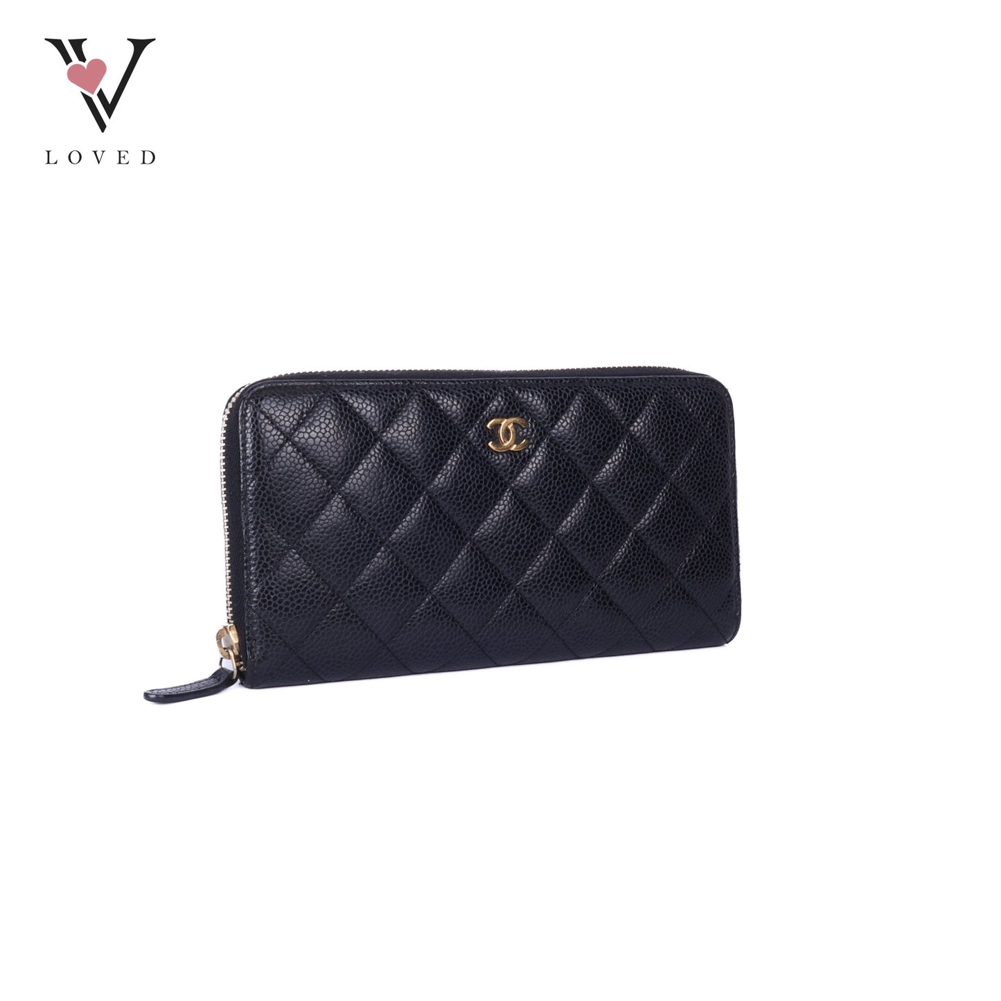 Quilted Caviar Zip Wallet
