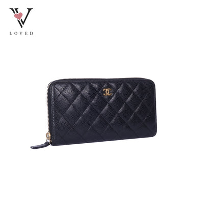 Quilted Caviar Zip Wallet