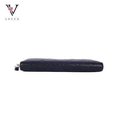 Quilted Caviar Zip Wallet