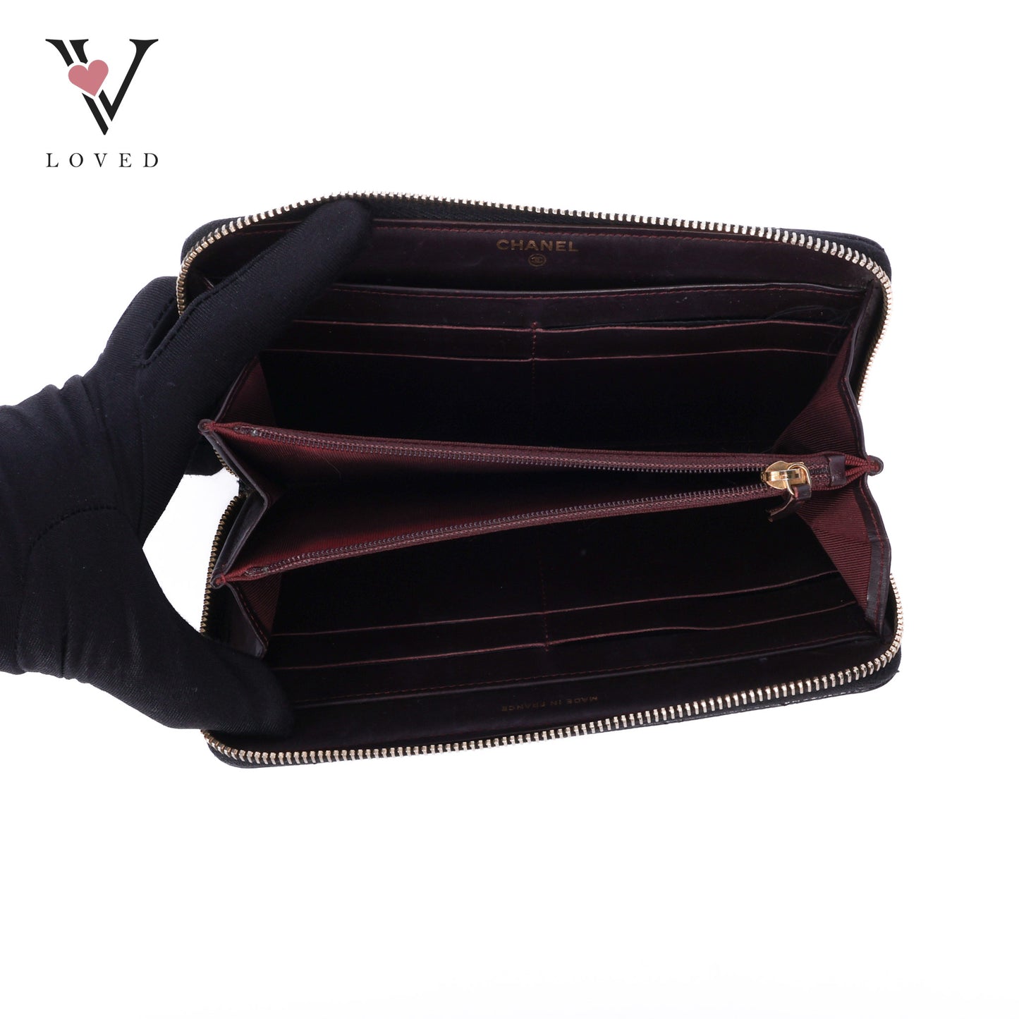 Quilted Caviar Zip Wallet