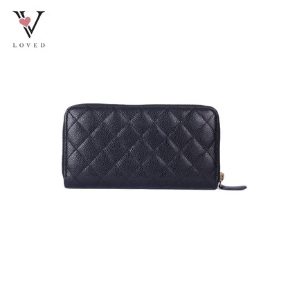 Quilted Caviar Zip Wallet