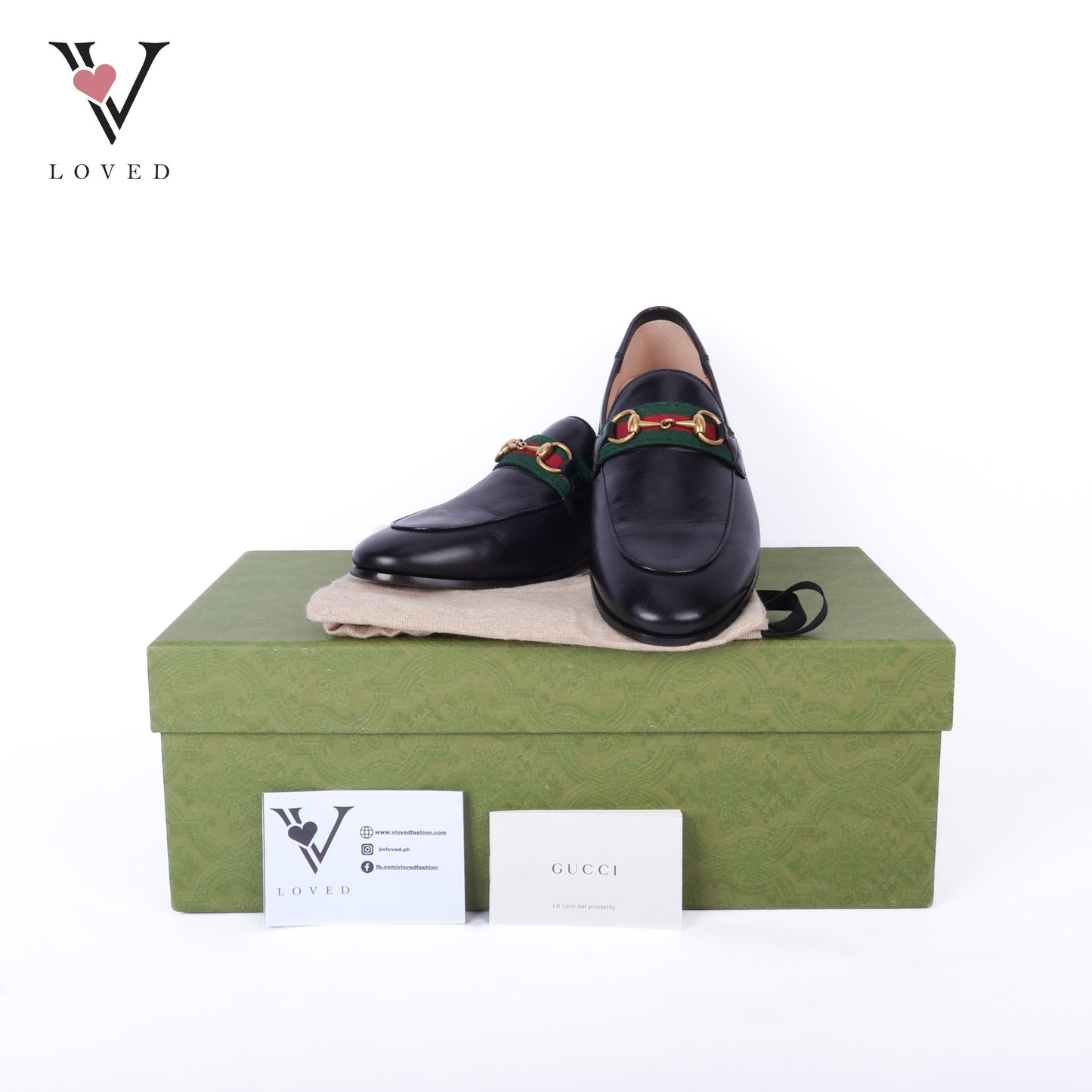 Black Leather Web Horsebit Loafers
