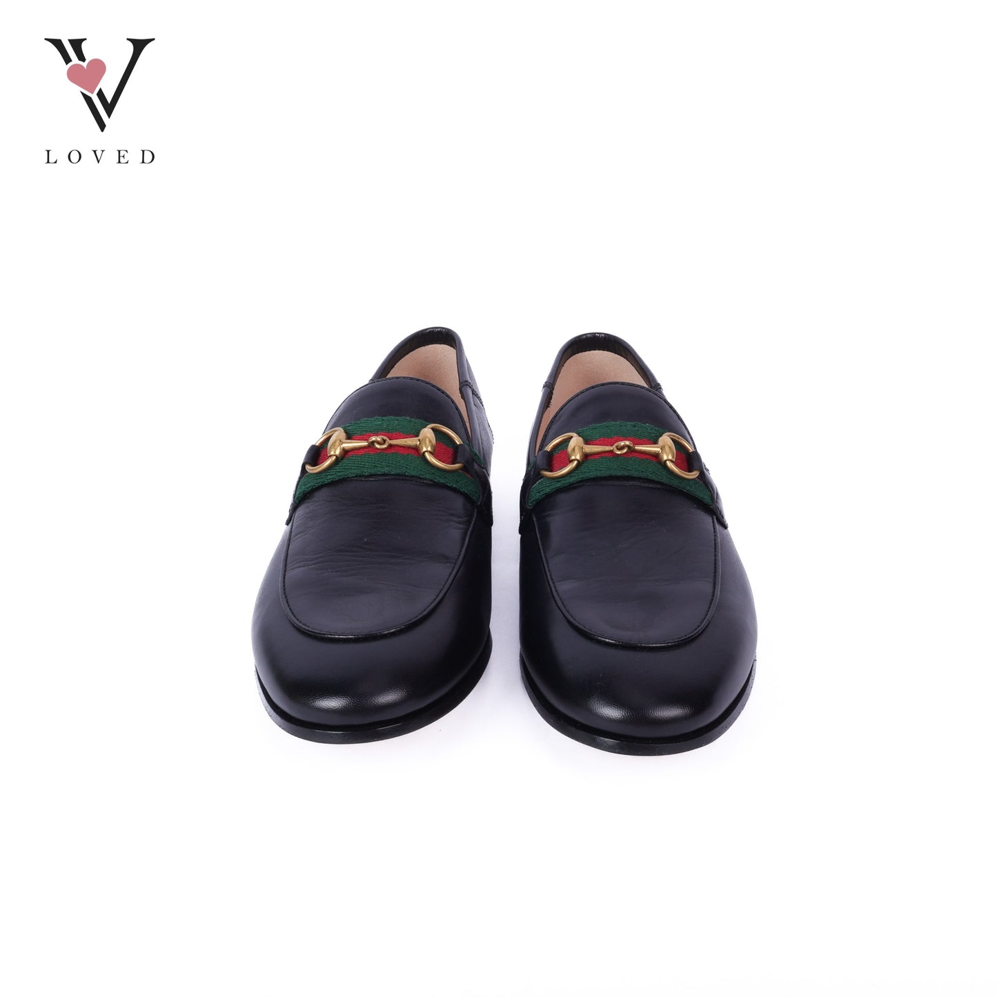 Black Leather Web Horsebit Loafers