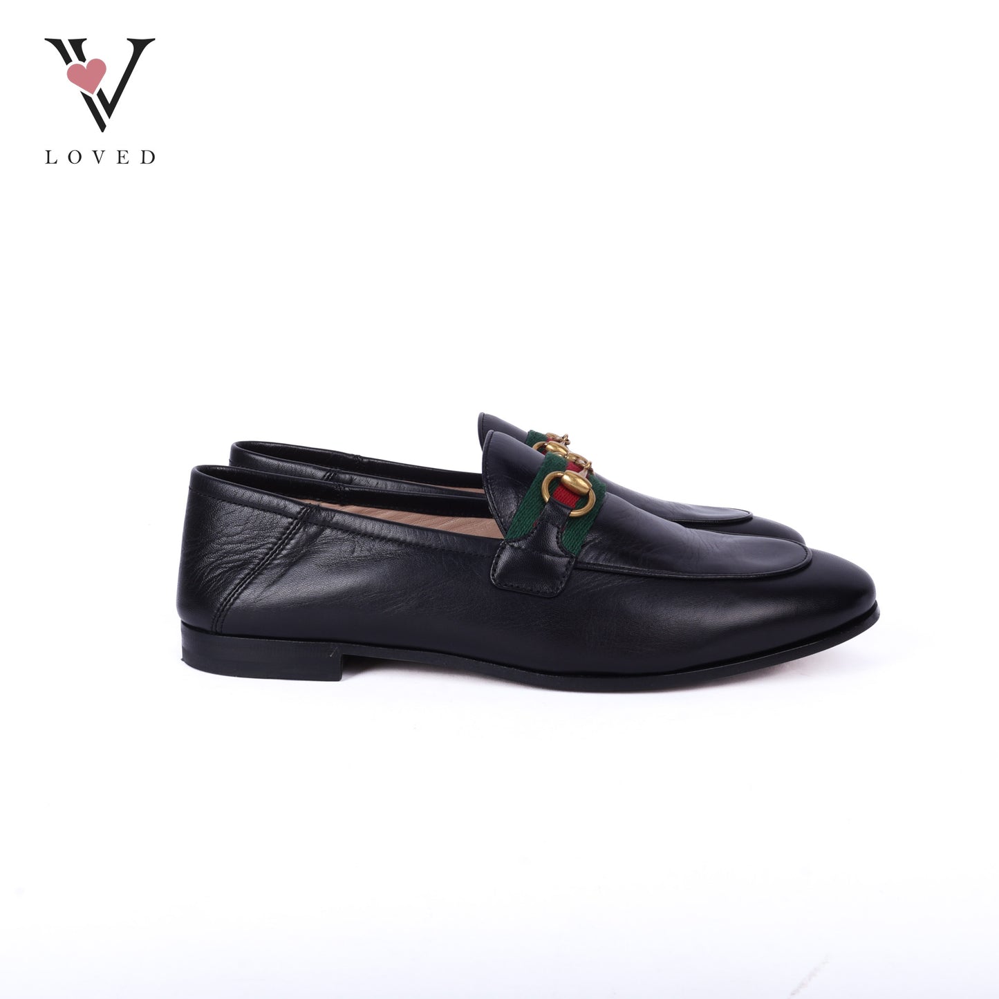 Black Leather Web Horsebit Loafers