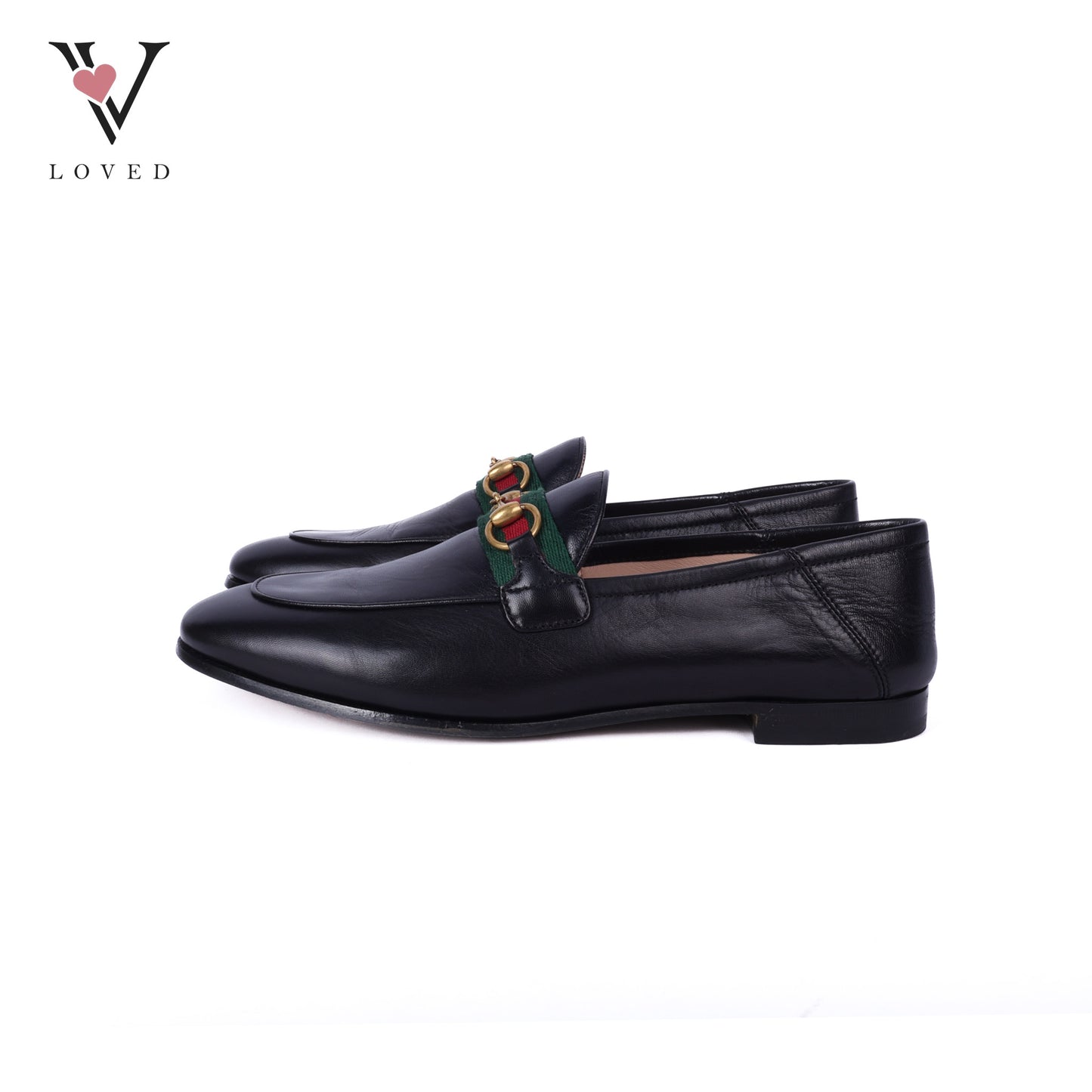 Black Leather Web Horsebit Loafers