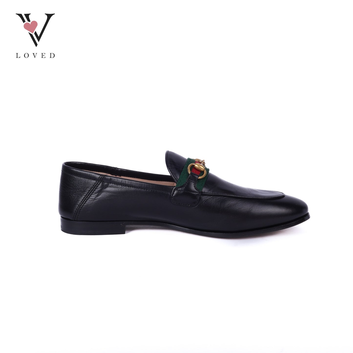 Black Leather Web Horsebit Loafers