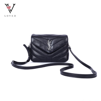 Black Mini Loulou Shoulder Bag In Lambskin