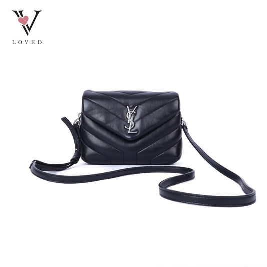 Black Mini Loulou Shoulder Bag In Lambskin