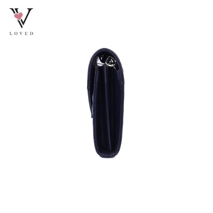 Dark Blue Cassandre Envelope Chain Wallet In Grain De Poudre Leather