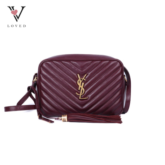 Calfskin Matelasse Monogram Lou Camera Bag In Burgundy