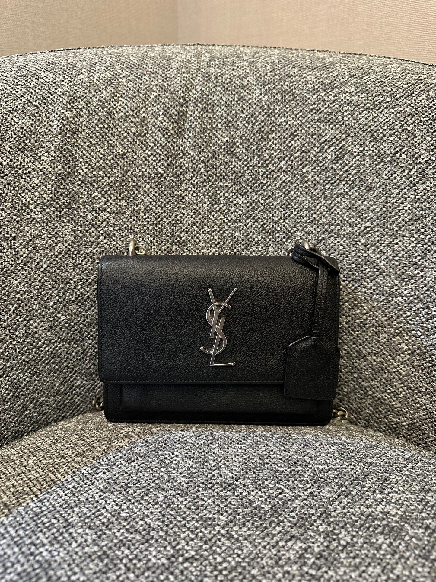 Yves Saint Laurent Sunset Bag In Black Leather