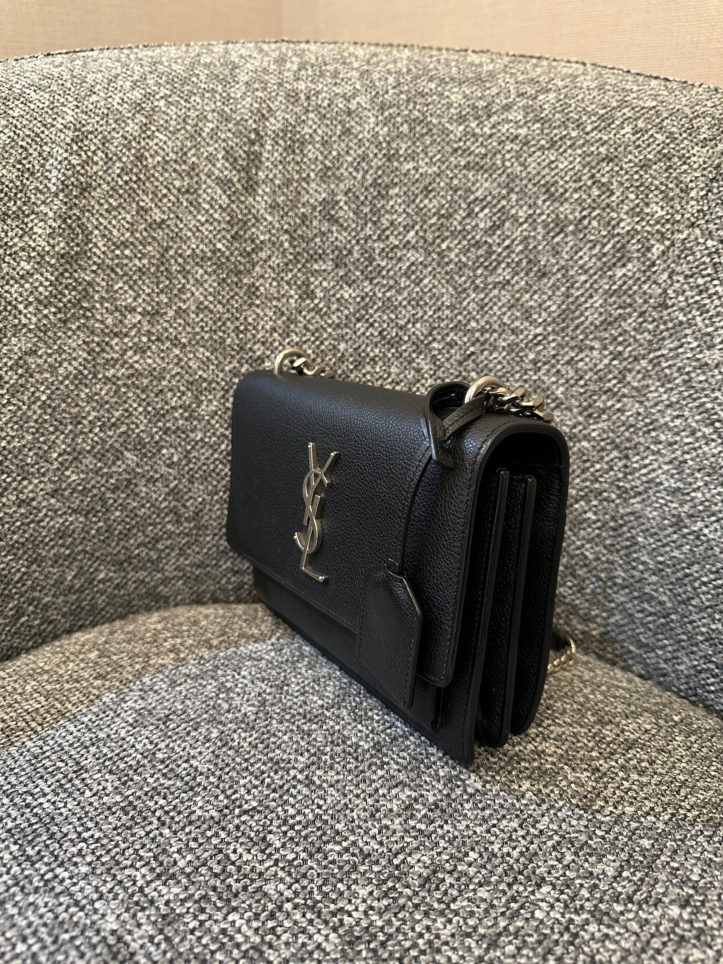 Yves Saint Laurent Sunset Bag In Black Leather