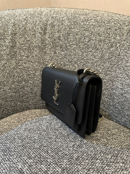 Yves Saint Laurent Sunset Bag In Black Leather