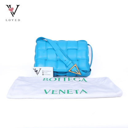 Blue Nappa Maxi Inerrciato Padded Cassette Crossbody Bag