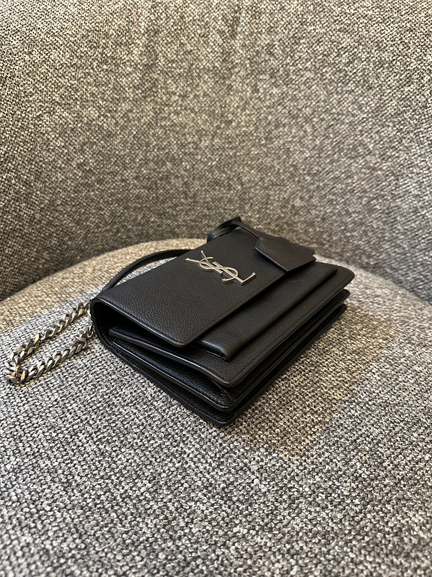 Yves Saint Laurent Sunset Bag In Black Leather