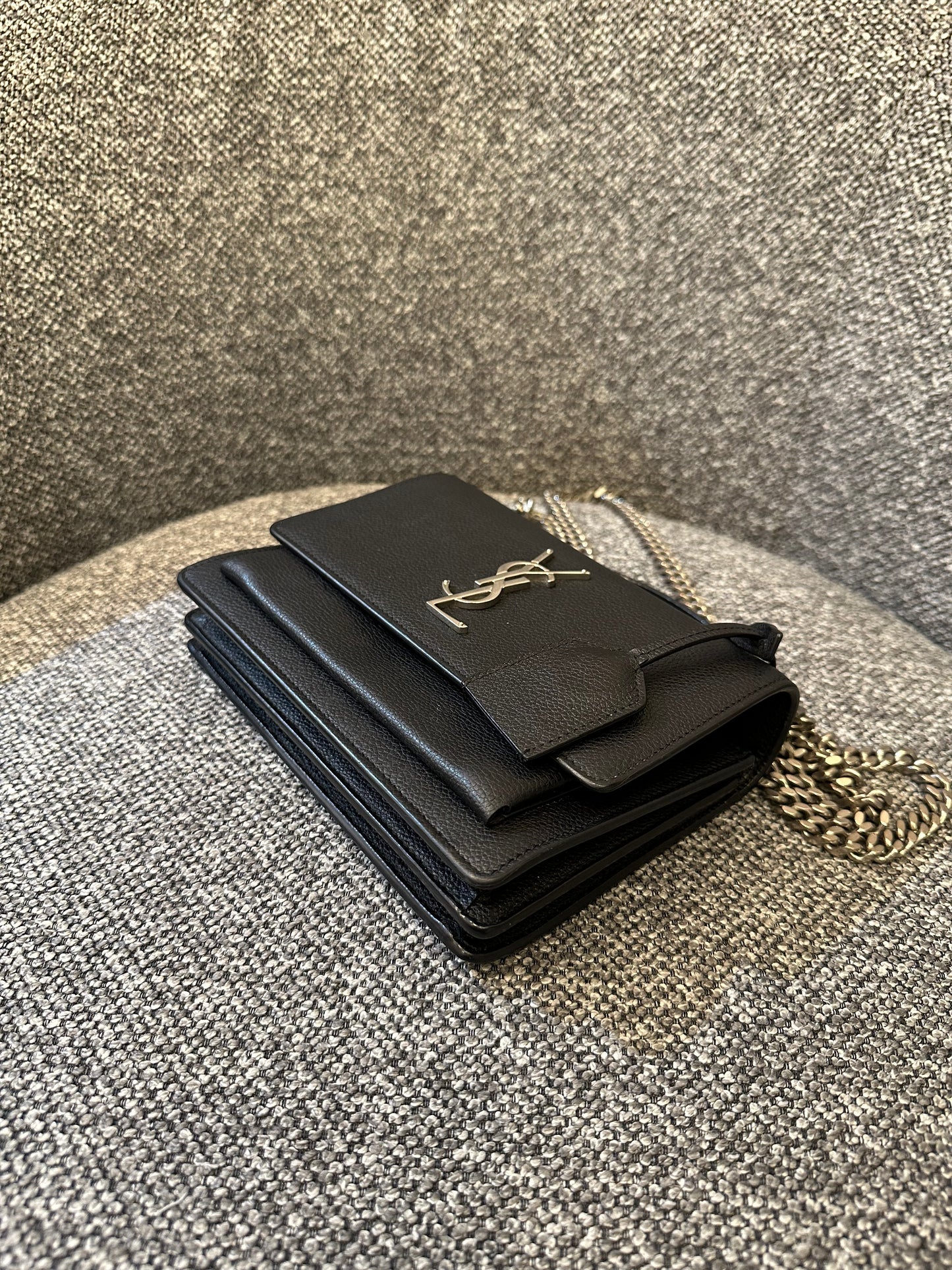 Yves Saint Laurent Sunset Bag In Black Leather