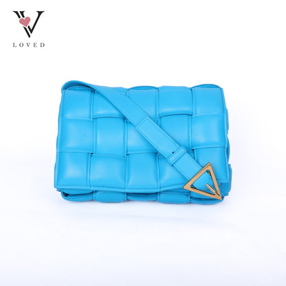 Blue Nappa Maxi Inerrciato Padded Cassette Crossbody Bag