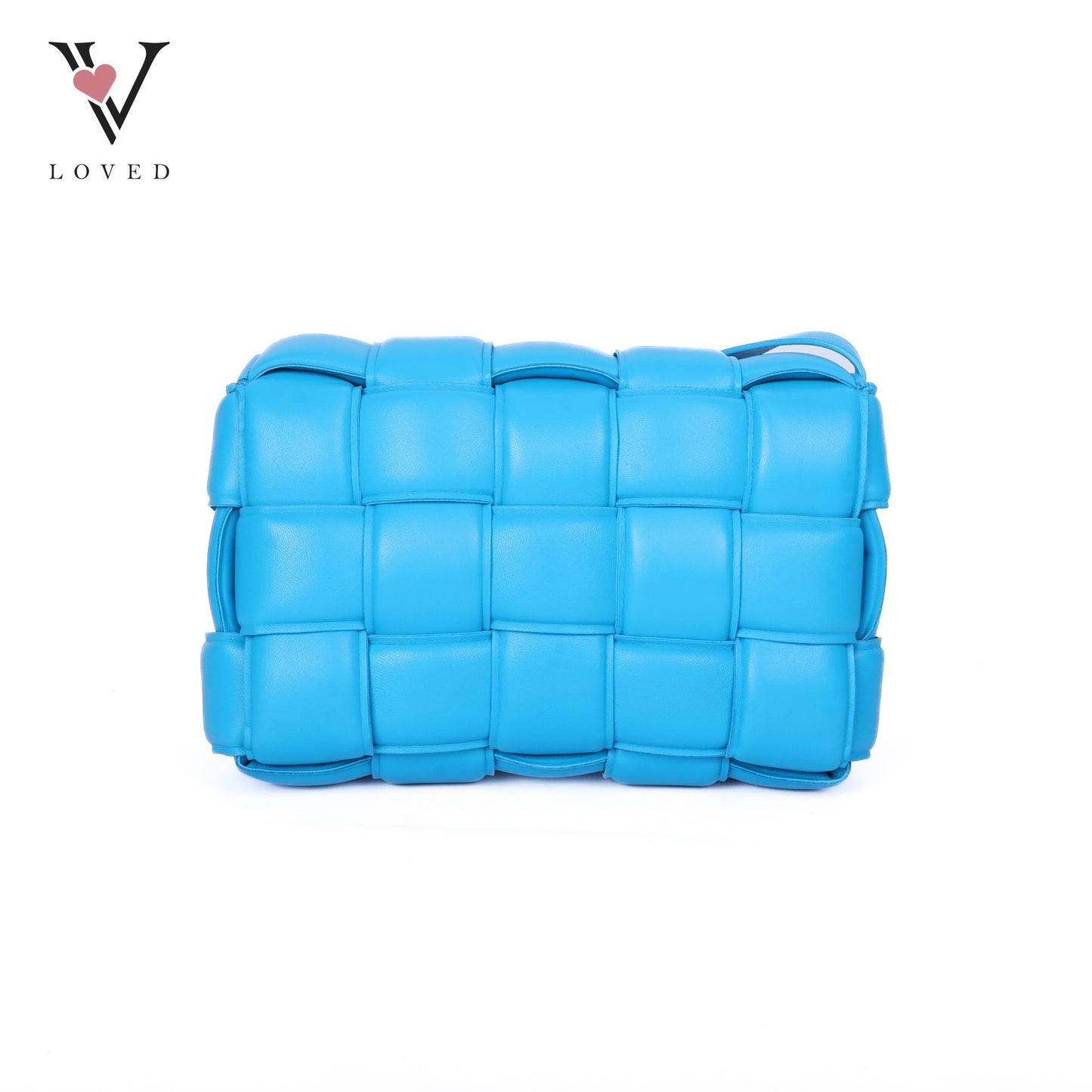 Blue Nappa Maxi Inerrciato Padded Cassette Crossbody Bag