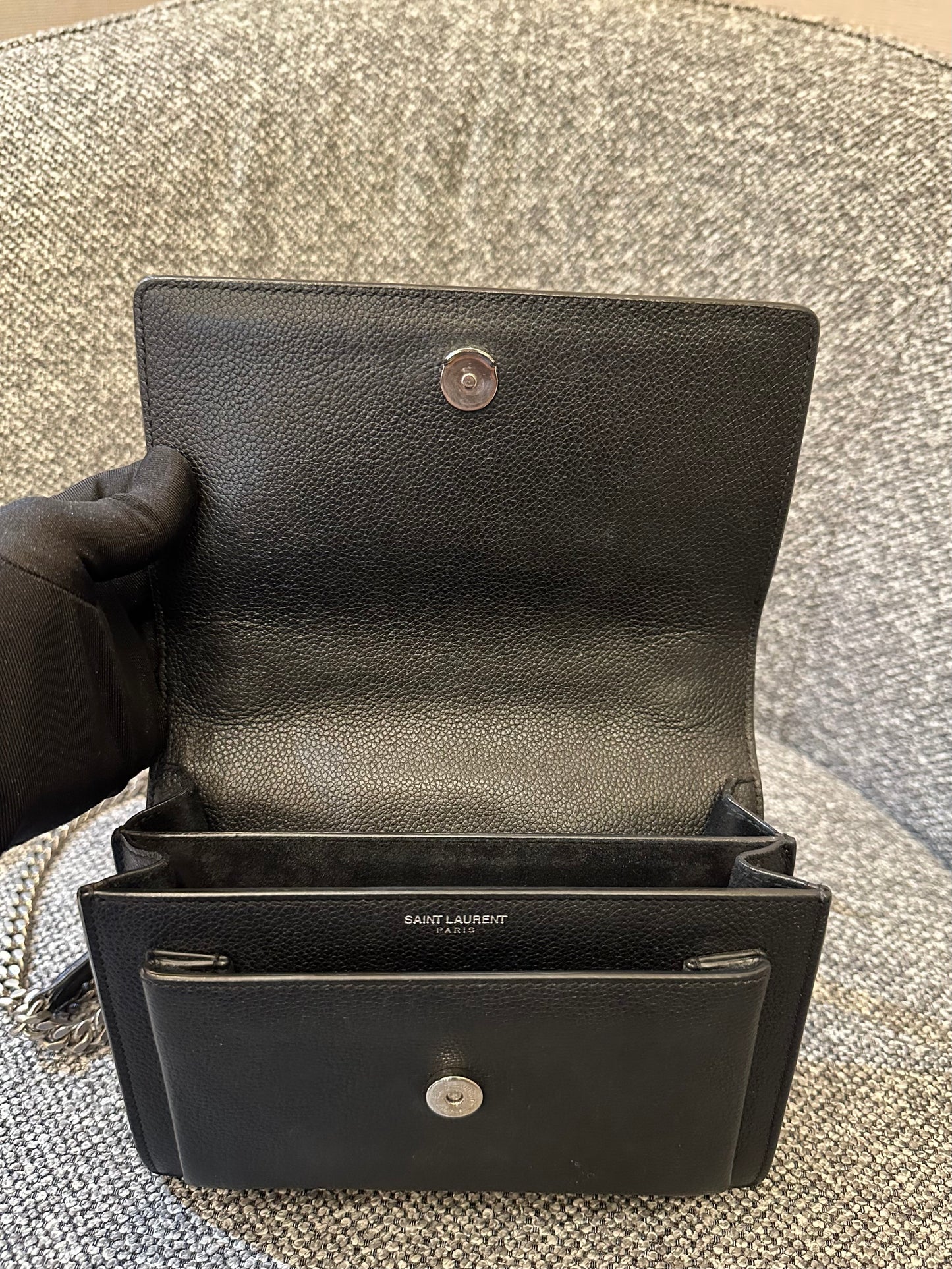 Yves Saint Laurent Sunset Bag In Black Leather