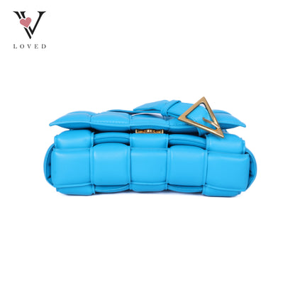 Blue Nappa Maxi Inerrciato Padded Cassette Crossbody Bag