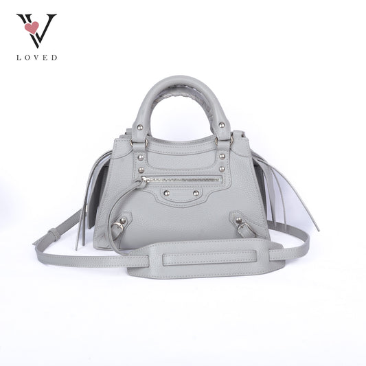 Grey Neo Classic City Mini Leather Handbag
