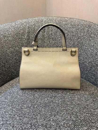 Gucci GG Marmont Top Handle Bag In Off-White Leather