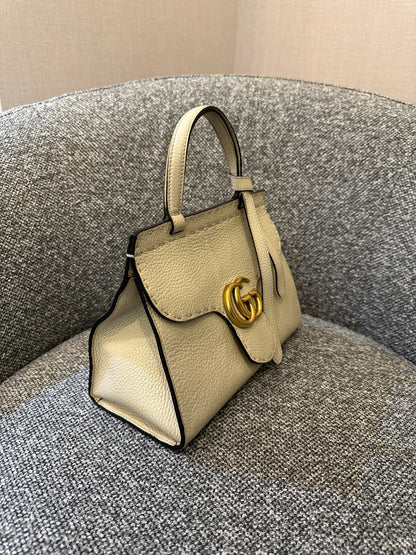 Gucci GG Marmont Top Handle Bag In Off-White Leather