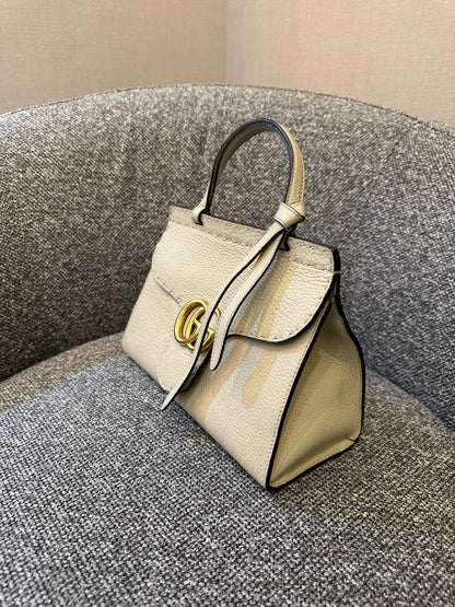 Gucci GG Marmont Top Handle Bag In Off-White Leather