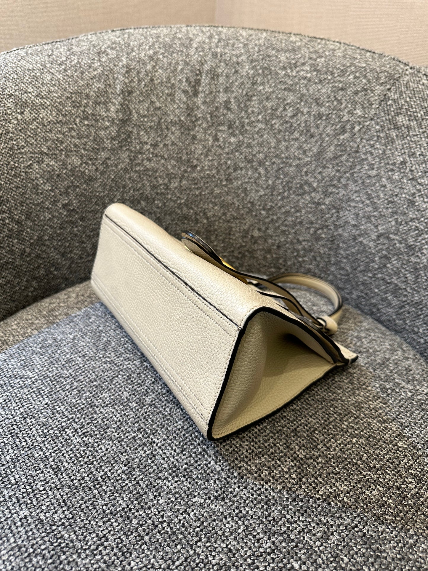 Gucci GG Marmont Top Handle Bag In Off-White Leather
