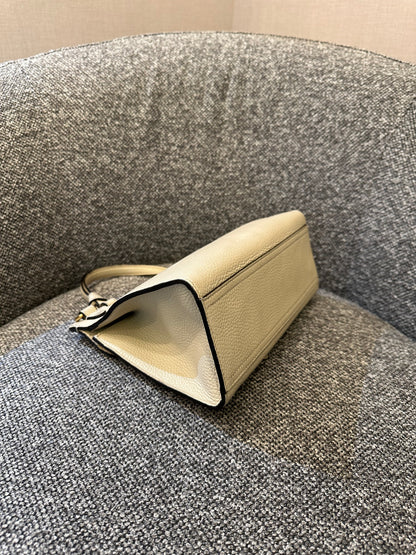 Gucci GG Marmont Top Handle Bag In Off-White Leather