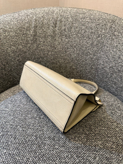 Gucci GG Marmont Top Handle Bag In Off-White Leather
