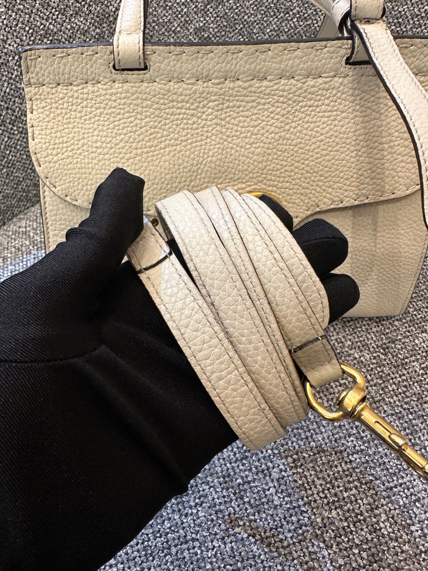 Gucci GG Marmont Top Handle Bag In Off-White Leather