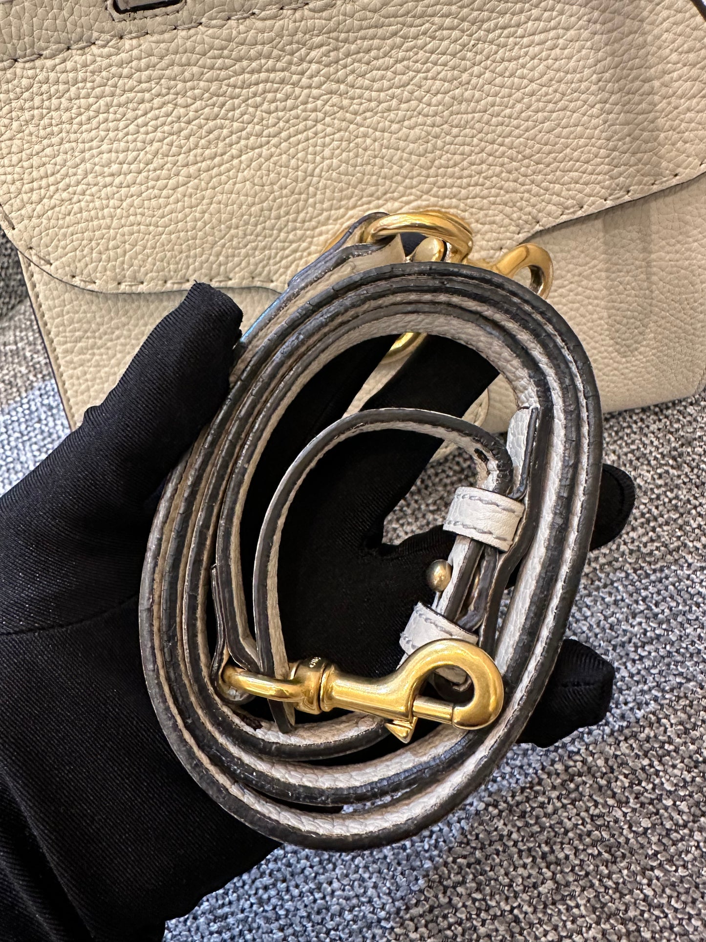 Gucci GG Marmont Top Handle Bag In Off-White Leather