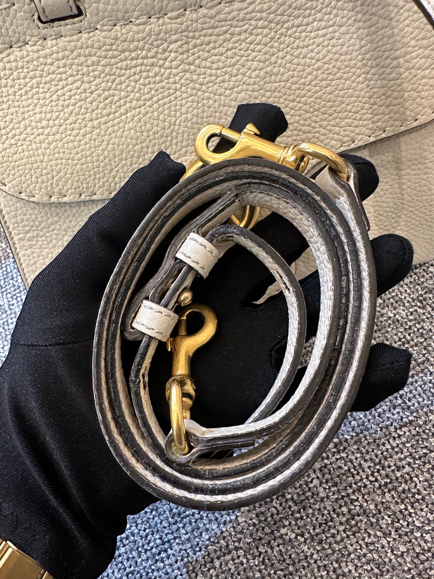 Gucci GG Marmont Top Handle Bag In Off-White Leather