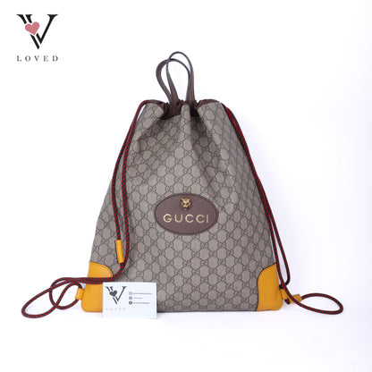 Brown GG Supreme Neo Vintage Drawstring Backpack