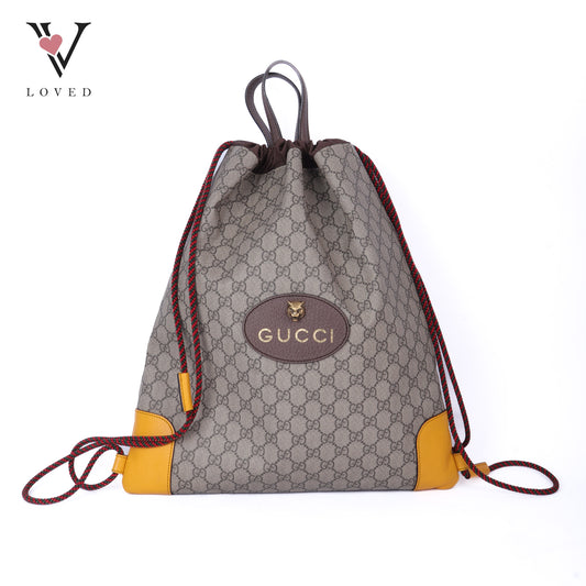 Brown GG Supreme Neo Vintage Drawstring Backpack