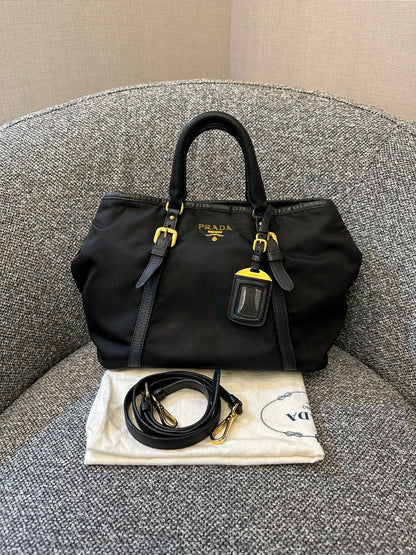 Prada Tessuto Two-Way Bag In Black Nylon