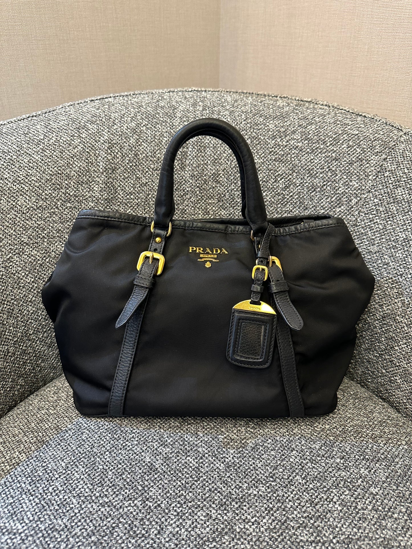 Prada Tessuto Two-Way Bag In Black Nylon
