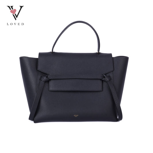 Black Leather Mini Belt Bag